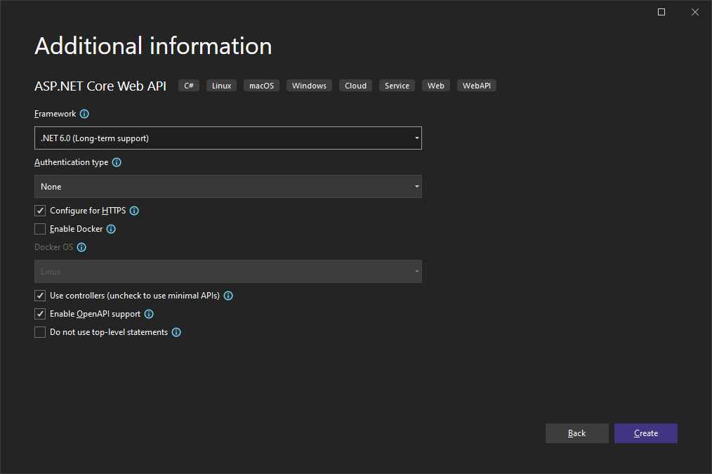 Visual Studio - Create an API Project